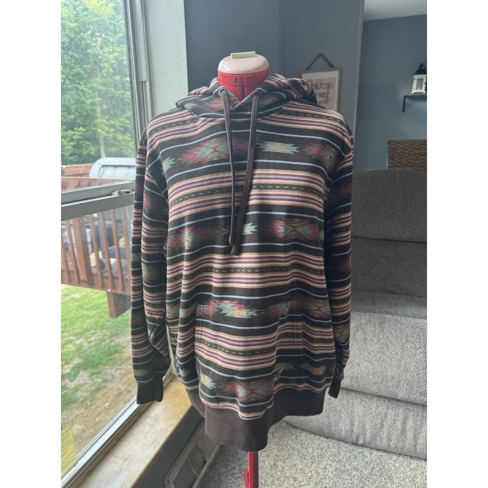 Ariat Women’s Large Brown Aztec Southwestern Pullover Hoodie Embroidered Logo